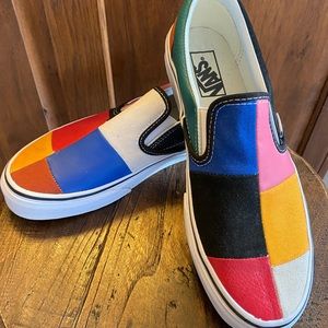 Vans patchwork slip ons